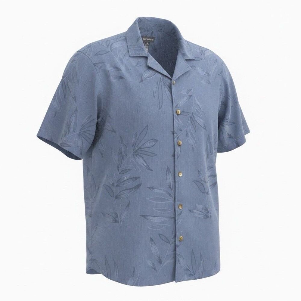 Van Heusen Aloha Hawaiian Shirt Men's Blue Floral Casual Short Sleeve Med